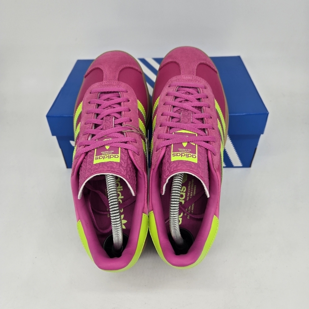 New Adidas Gazelle Bold Lucid Fuchsia Solar Slime Satin Women's Shoes Size 9.5 - Picture 5 of 8